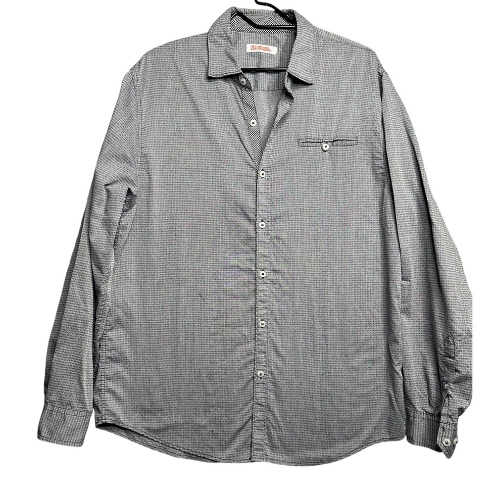 Michael Brandon mens Western LS Button Front Shirt Size L Gray accent